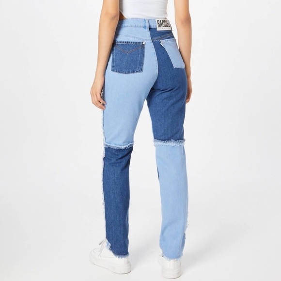 The Ragged Priest Quarter Panel Colorblock Mom Light Blue Indigo Jeans - Picture 3 of 12